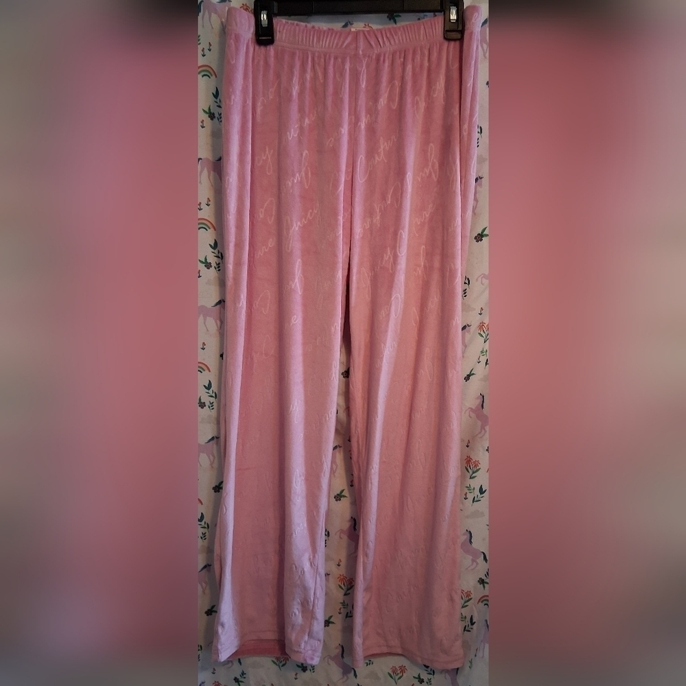 EUC Y2K Juicy Couture Pink Velour Casual Everyday Comfy Lounge Track Pants SZ M